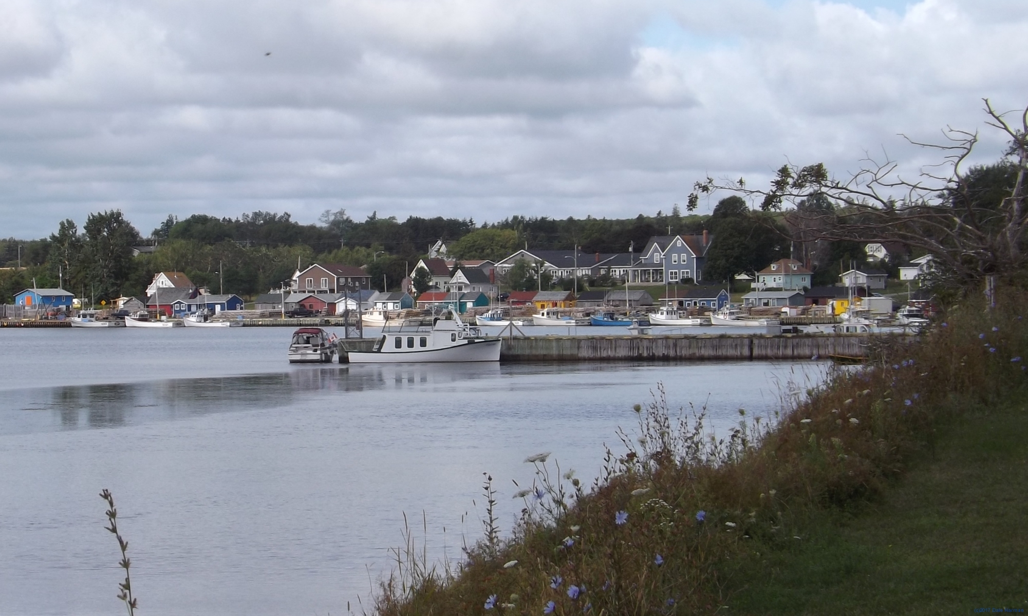 North Rustico harbour with docks and fishing boats